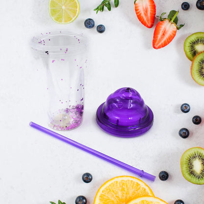 Creative Plastic Cold Drink Cup with Lid & Straw – Tumbler (Mix Color) signaturekarts