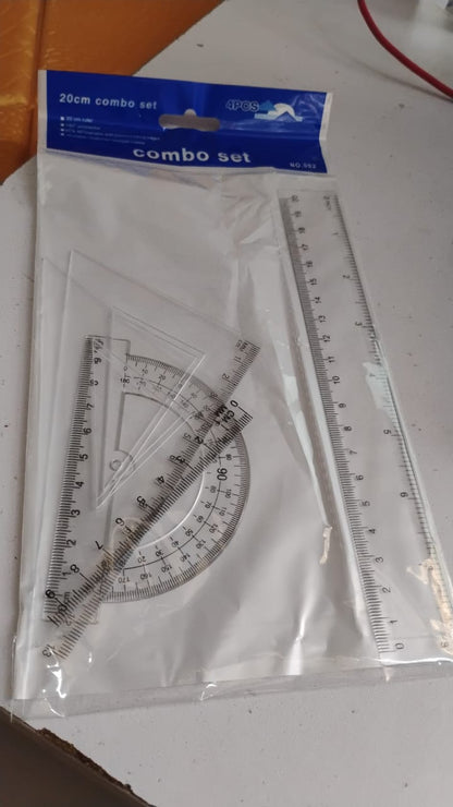 Plastic Geometry Set, Triangle Ruler Protractor Straight Ruler (4 Pcs Set) Signature kart