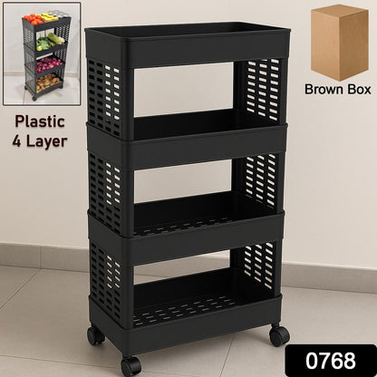 4-Layer Plastic Storage Rack with Wheels Signature Kart