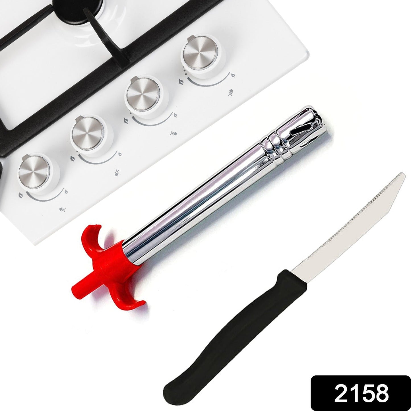 Stainless Steel Electronic Gas Lighter and Knife (2 in 1) signaturekarts
