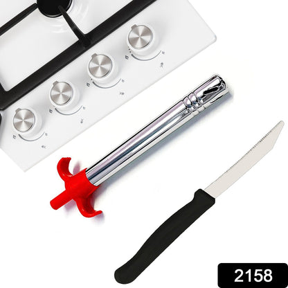 Stainless Steel Electronic Gas Lighter and Knife (2 in 1) signaturekarts