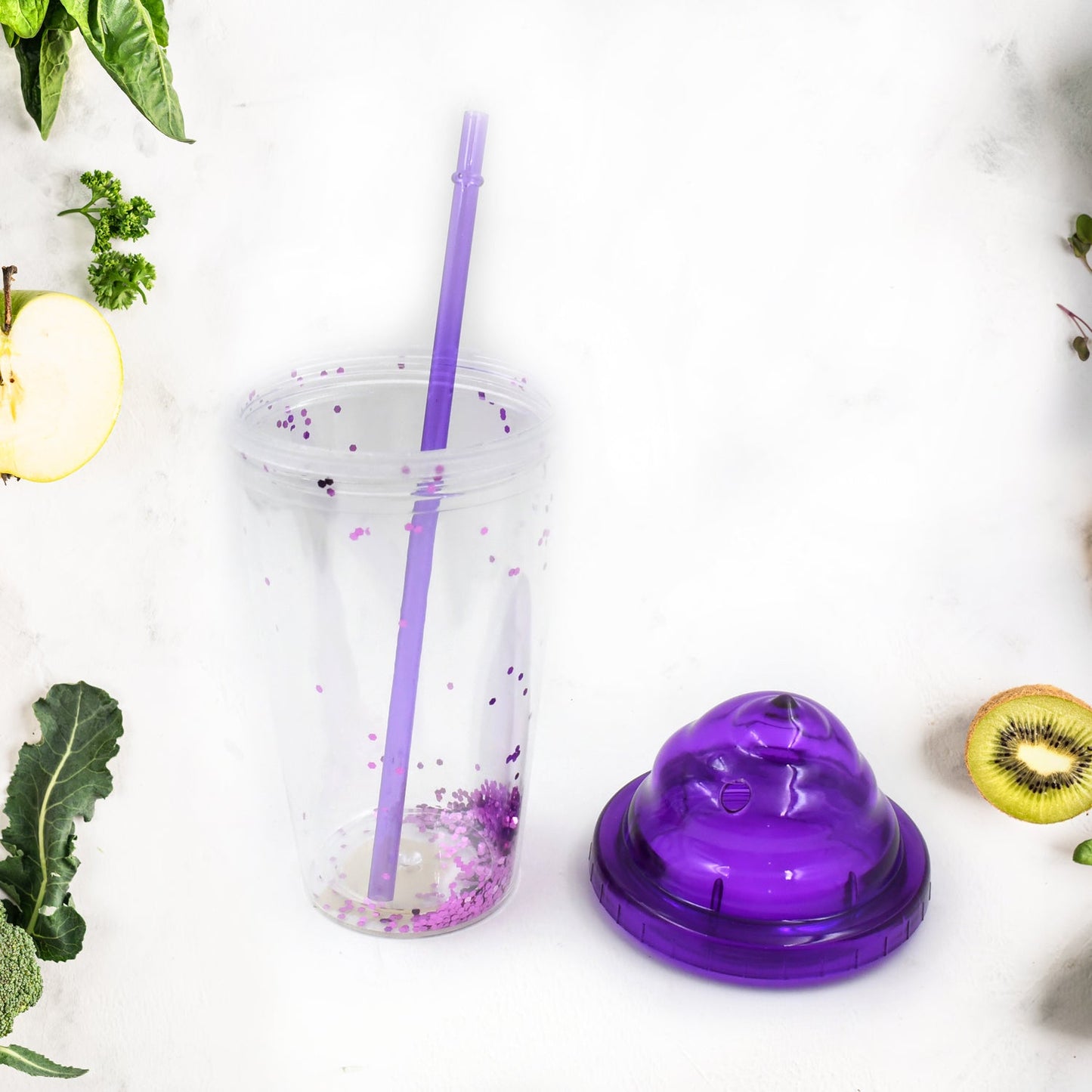 Creative Plastic Cold Drink Cup with Lid & Straw – Tumbler (Mix Color) signaturekarts
