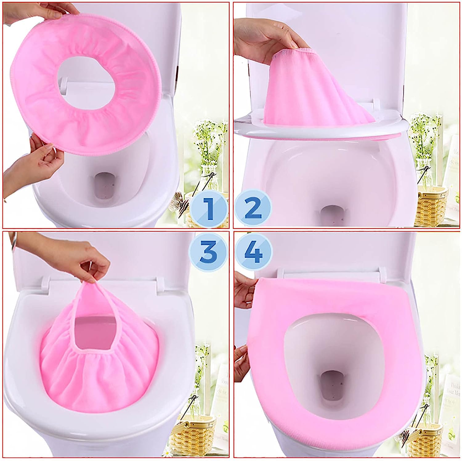 Bathroom Soft Thicker Warmer Stretchable Washable Cloth Toilet Seat Cover (1pc) signaturekarts