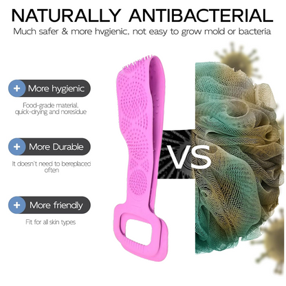 Silicone Body Back Scrubber Double Side Bathing Brush for Skin Deep Cleaning Your Brand
