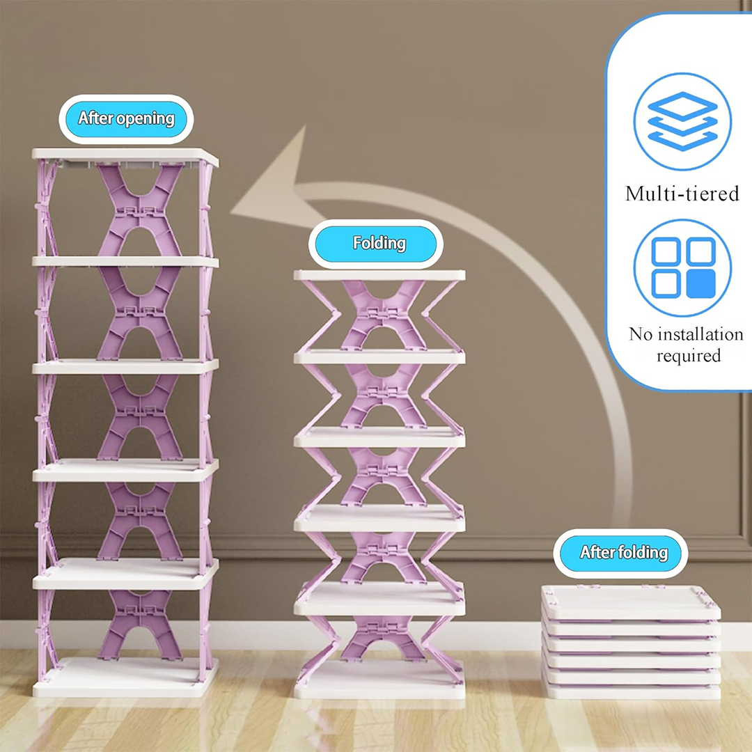 Foldable Shoe Rack (1 Pc, 8 Layers): Space-Saving, Entryway Storage signaturekarts