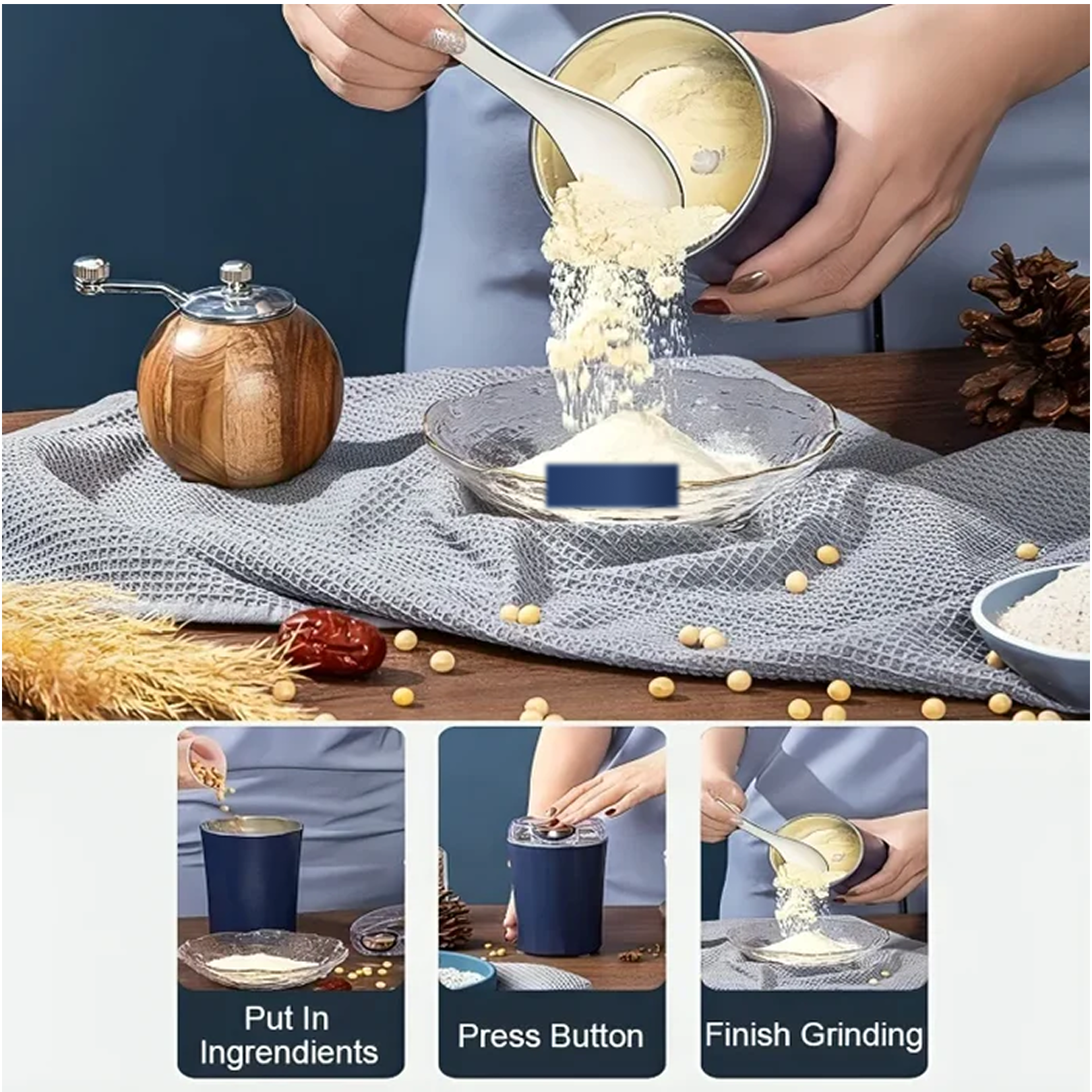 Portable 4-Blade Mini Grinder & Blender for Home & Office signaturekarts