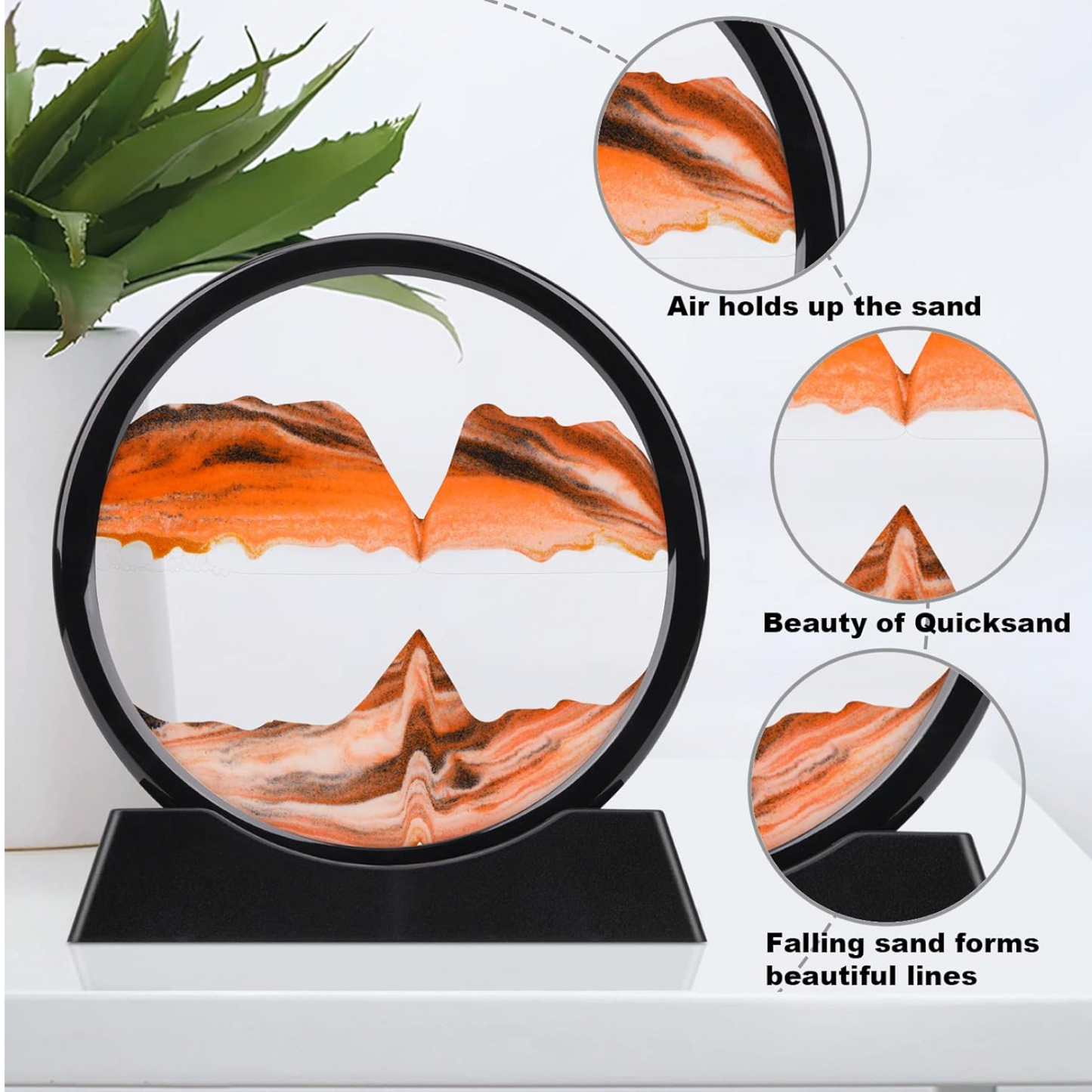3D Moving Sand Art – Liquid Motion Deep Sea Sandscape with Round Glass Frame (1 Pc) signaturekarts