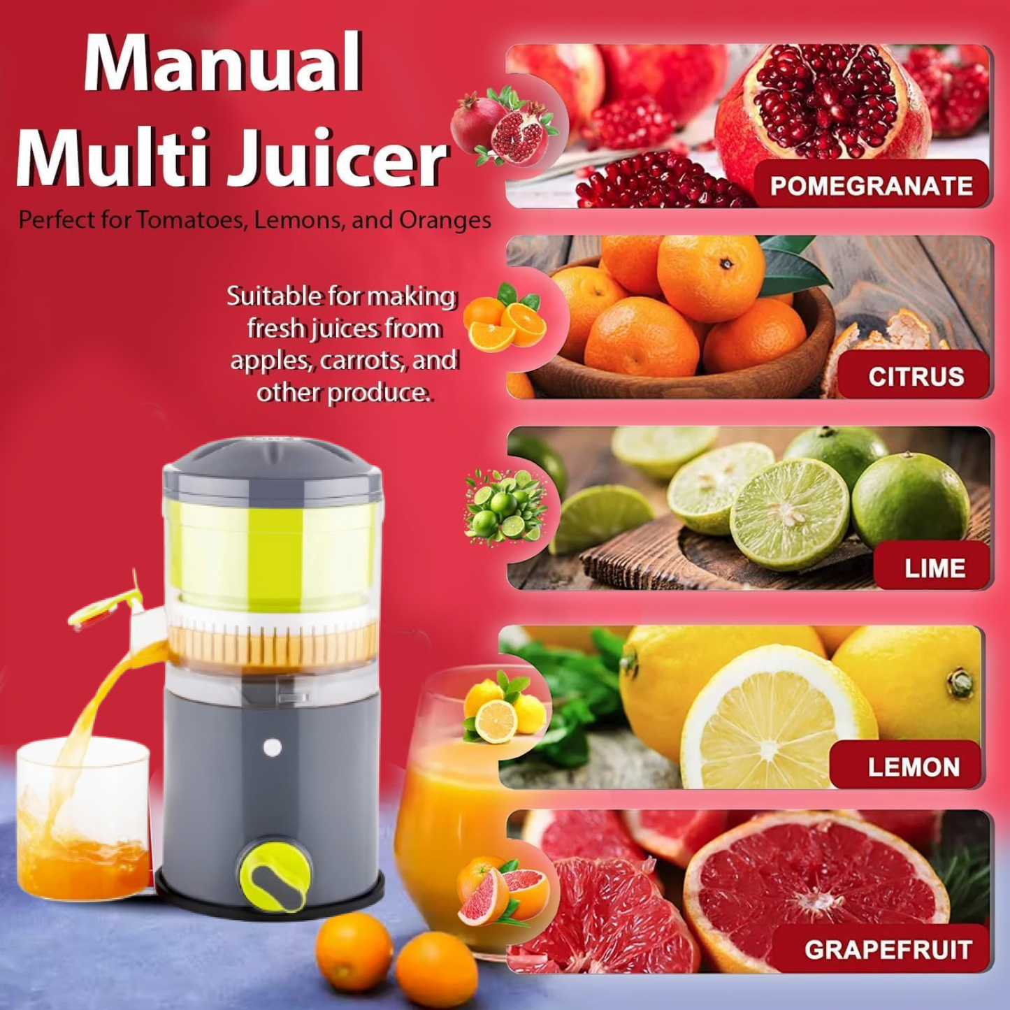 Ritu Hand Operated Compact Manual Juicer (Multicolor / 1 Pc) Signature kart