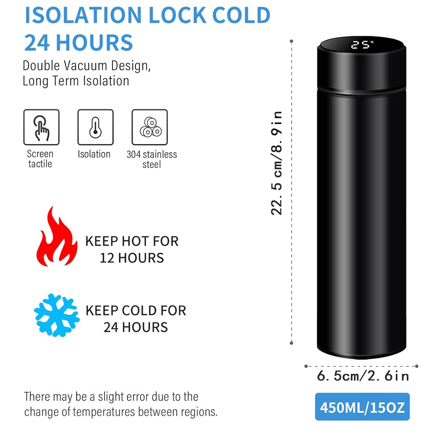 0726 Vacuum Insulated Water Bottle with LED Temperature Display (1 Pc / Multicolor) Signature Kart