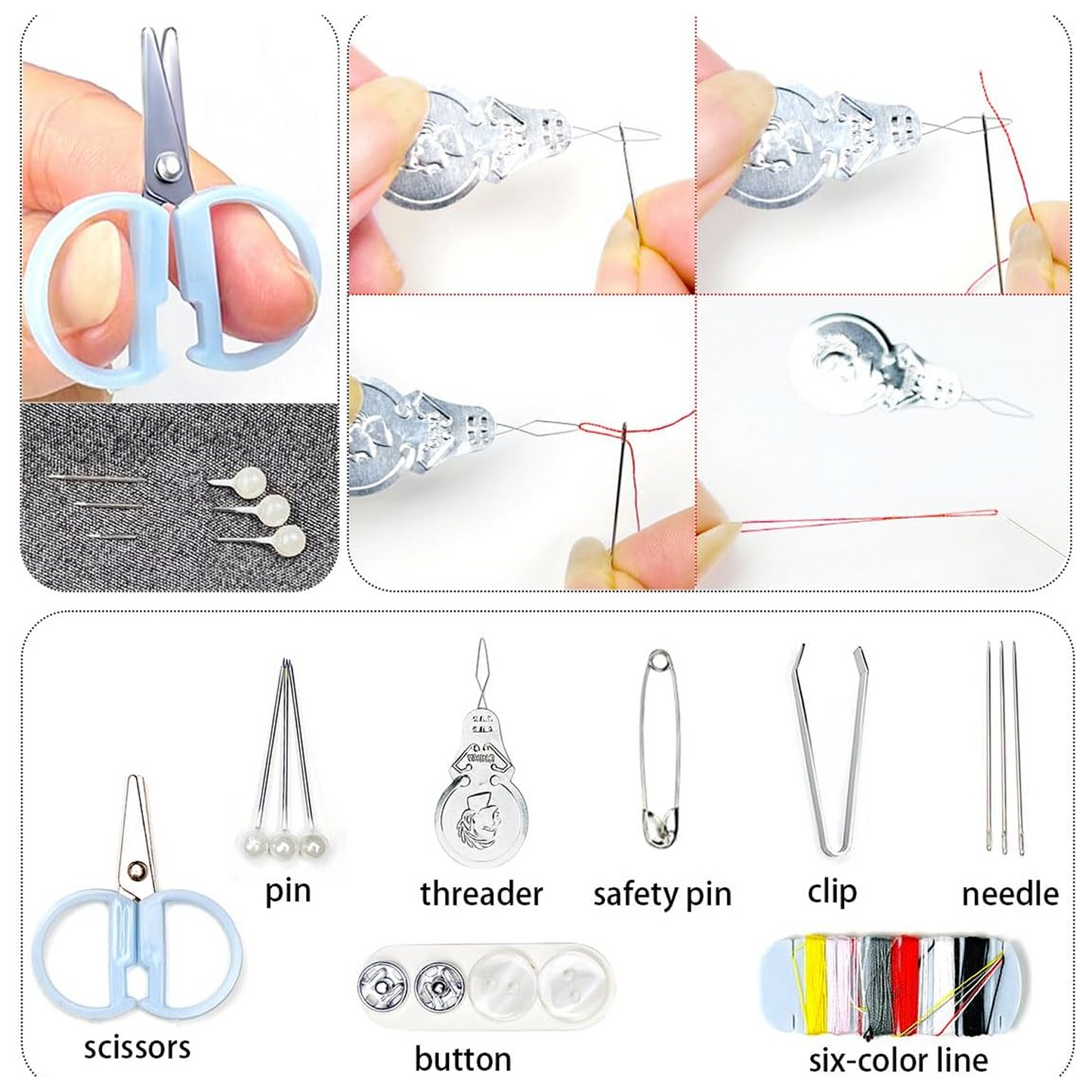 Mini Travel Sewing Kit for Beginners with Threads & Scissors signaturekarts
