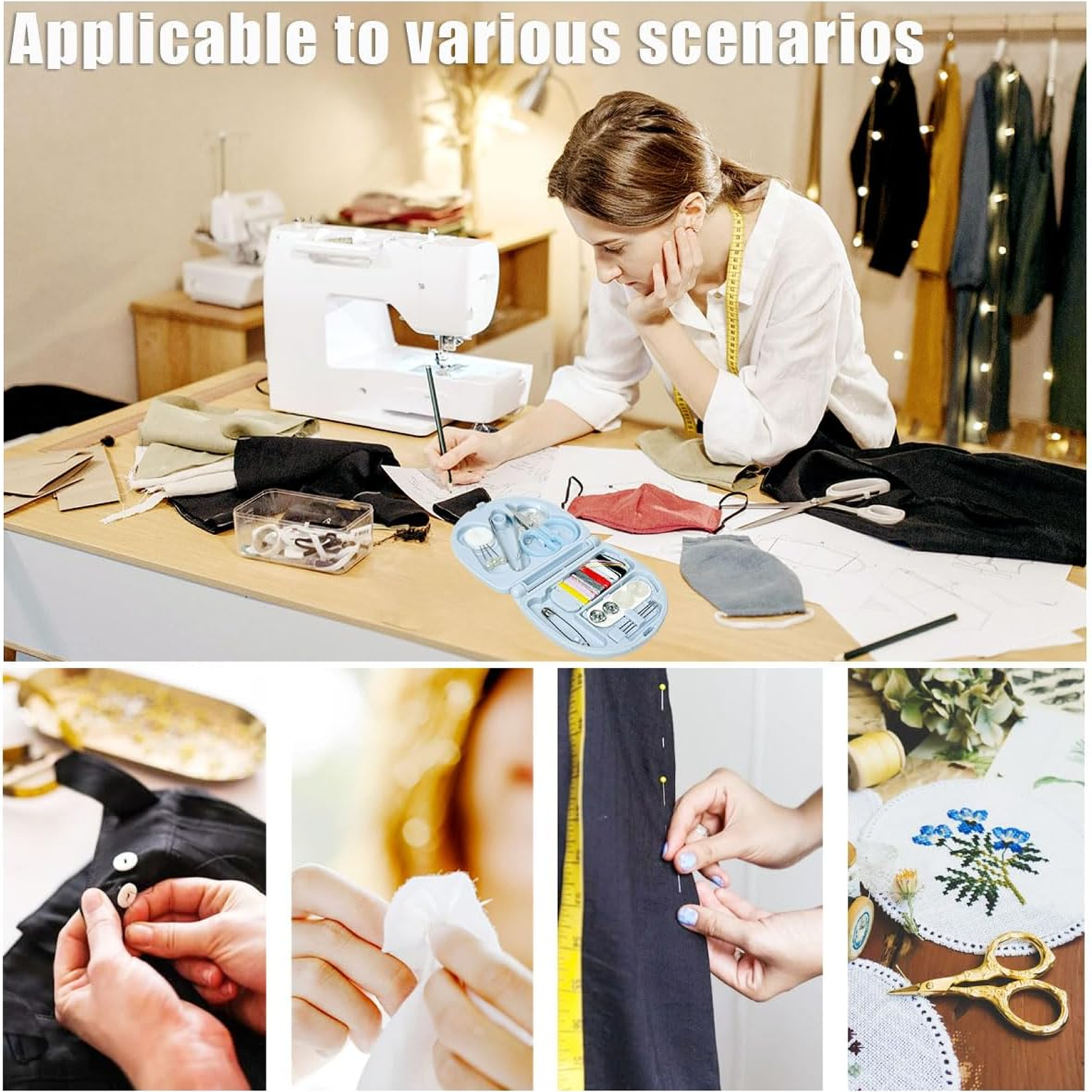 Mini Travel Sewing Kit for Beginners with Threads & Scissors signaturekarts
