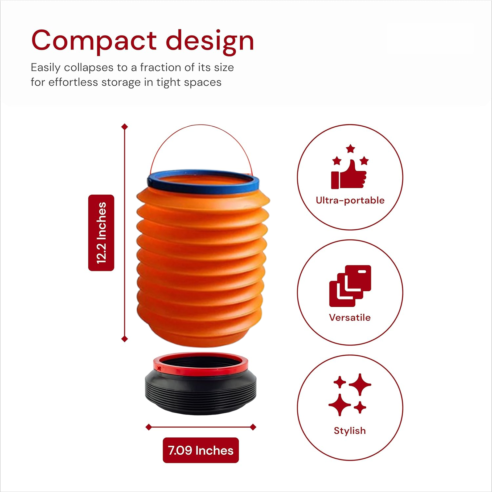 Foldable Storage Bucket , Water Container & Dustbin Multiuse Bucket For Home , Car & Kitchen Use Bucket signaturekarts