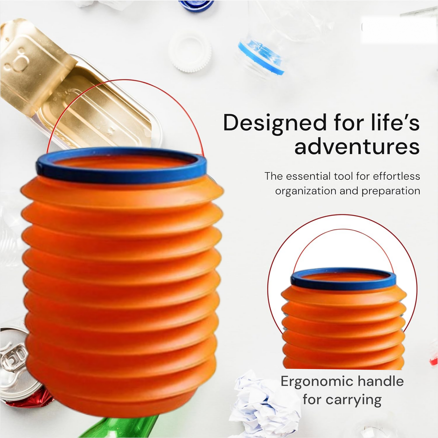 Foldable Storage Bucket , Water Container & Dustbin Multiuse Bucket For Home , Car & Kitchen Use Bucket signaturekarts