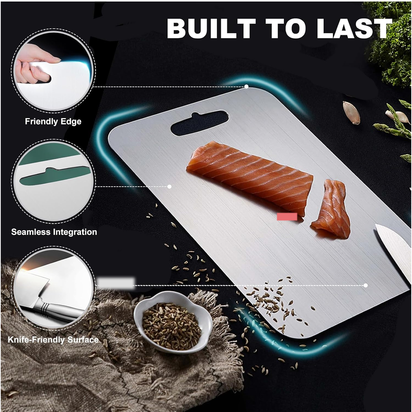 Apex Large Stainless Steel Multipurpose Chopping & Cutting Board (260x360mm / 1 Pc) signaturekarts