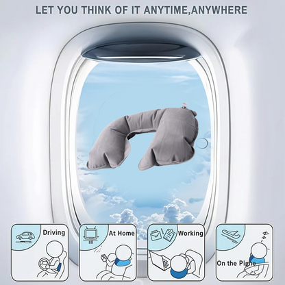 Inflatable & Foldable, Pillow U Shape Air Cushion Travel Pillow (1 Pc / Mix Color) Signature Kart