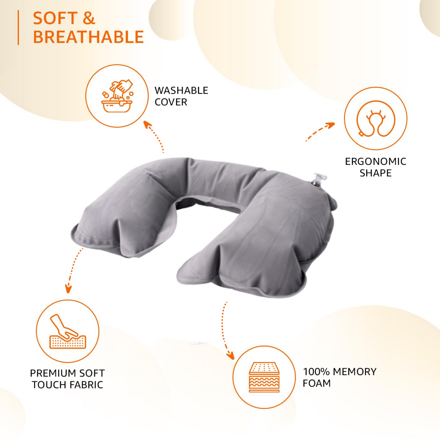 Inflatable & Foldable, Pillow U Shape Air Cushion Travel Pillow (1 Pc / Mix Color) Signature Kart