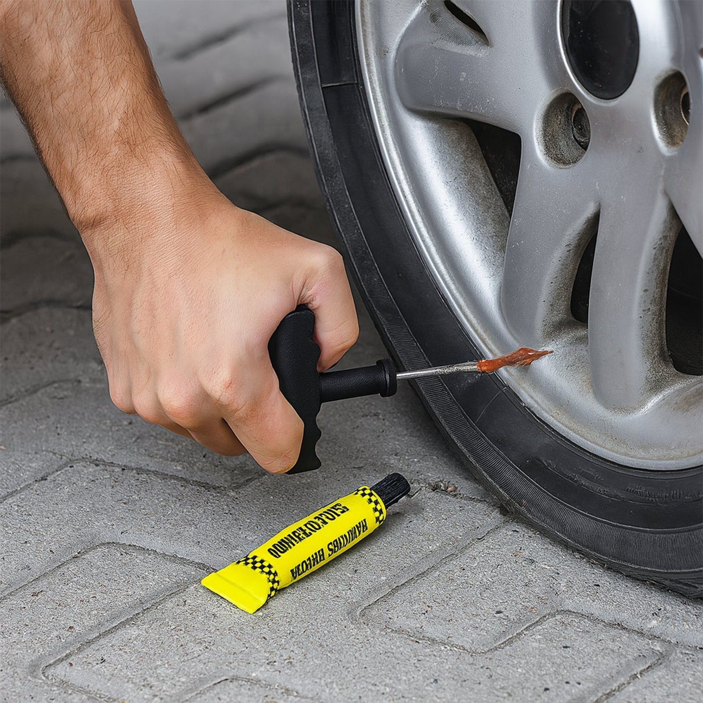 Tyre Puncture Repair Kit with 3 Seal Strips (5 Pcs Set) Signaturekarts