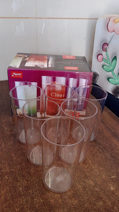 Apex Clear Plastic Tumbler / Glass Set – 6-Piece Unbreakable Signature kart
