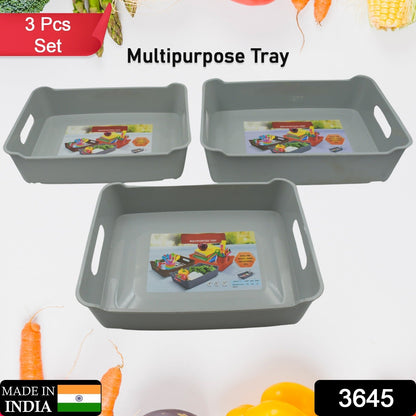 Multipurpose Organising & Storage Plastic Tray,  Fruit & Vegetable/ Multi Purpose Tray, Organizer for Kitchen, Countertop, Cabinet, Bathroom Plastic Storage Basket For Store Fruits, Vegetables, Magazines, Cosmetics, Stationary Set of 3 signaturekarts