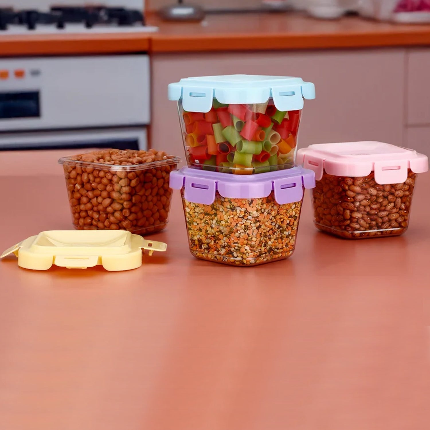 Plastic Food Storage Containers with Lid (4 Pcs Set / 500 ML) Signaturekarts