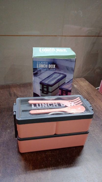 Plastic 2 Layer Leak Proof 3 Compartment Lunch Box for Office  (1 Pc) Signaturekarts