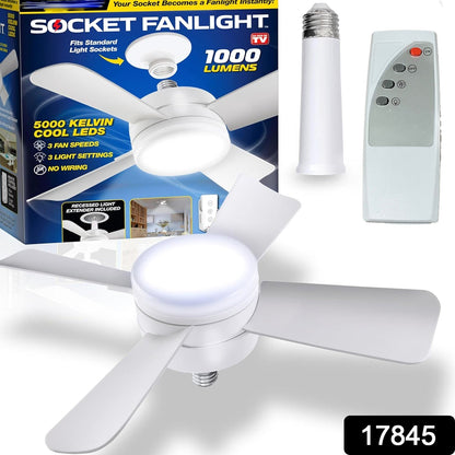 Original Cool LED Socket Fan Light 1000 Lumens 5000K Remote Controlled signaturekarts