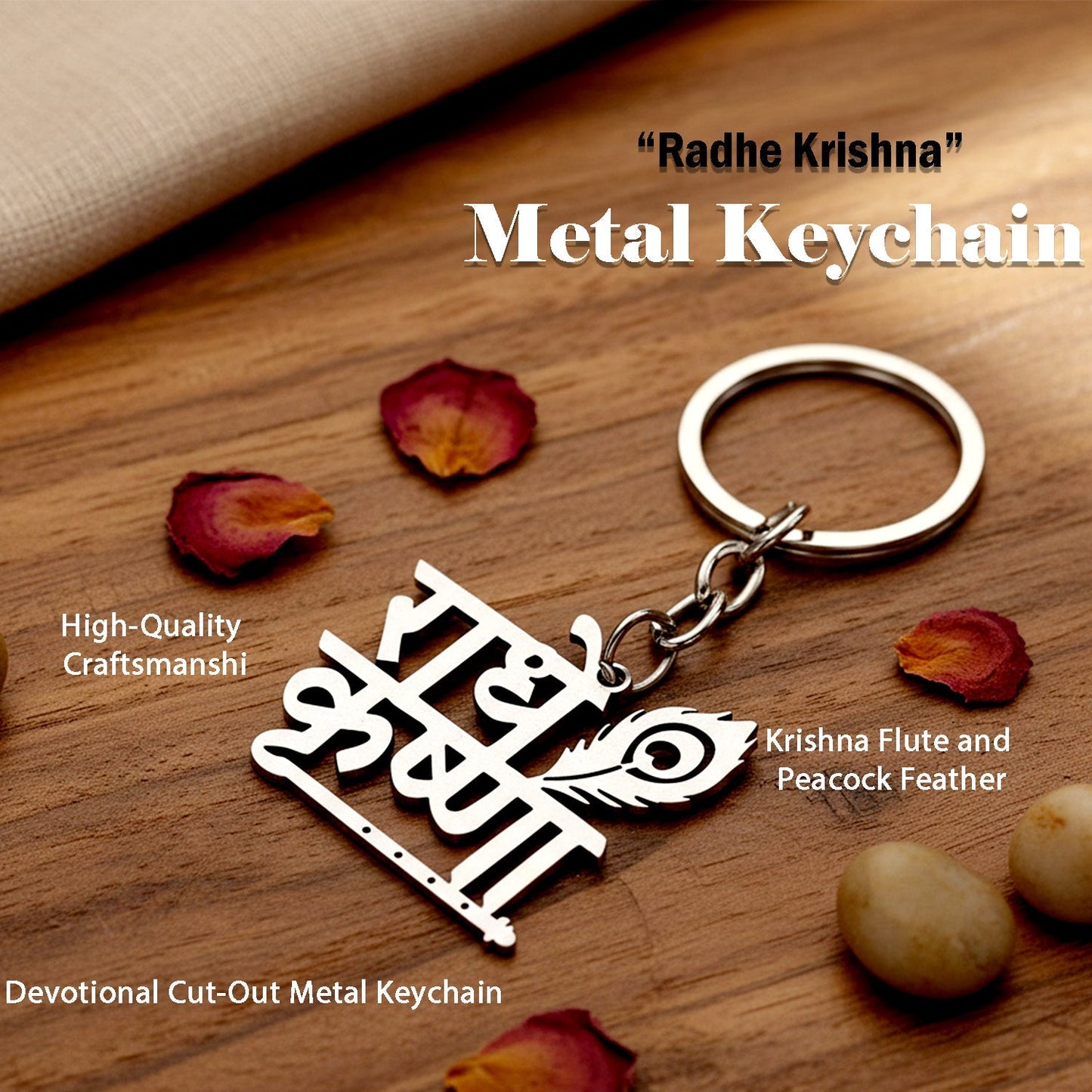 Premium “Radhe Krishna” Metal Keychain (1 Pc) The Morsignaturekarts