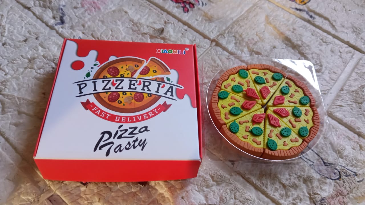 3D Pizza Slices Eraser Set – Fancy & Colorful Stationery for Kids & Gifts (7 slice) signaturekarts