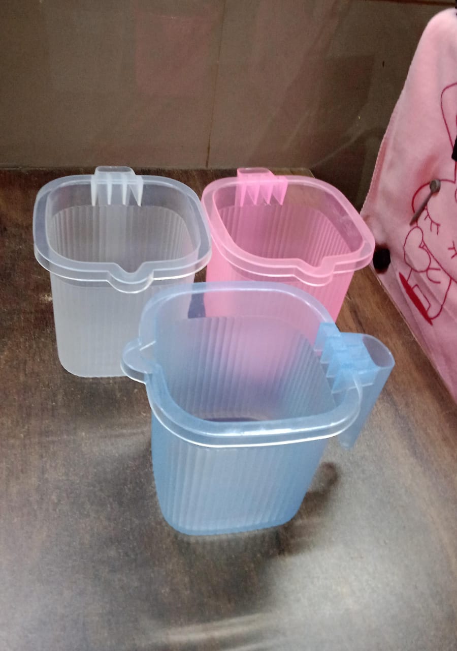 Plastic Square Transparent  Bath Water Mug (1 Pc / 1000 ML / Mix Color) Signaturekarts