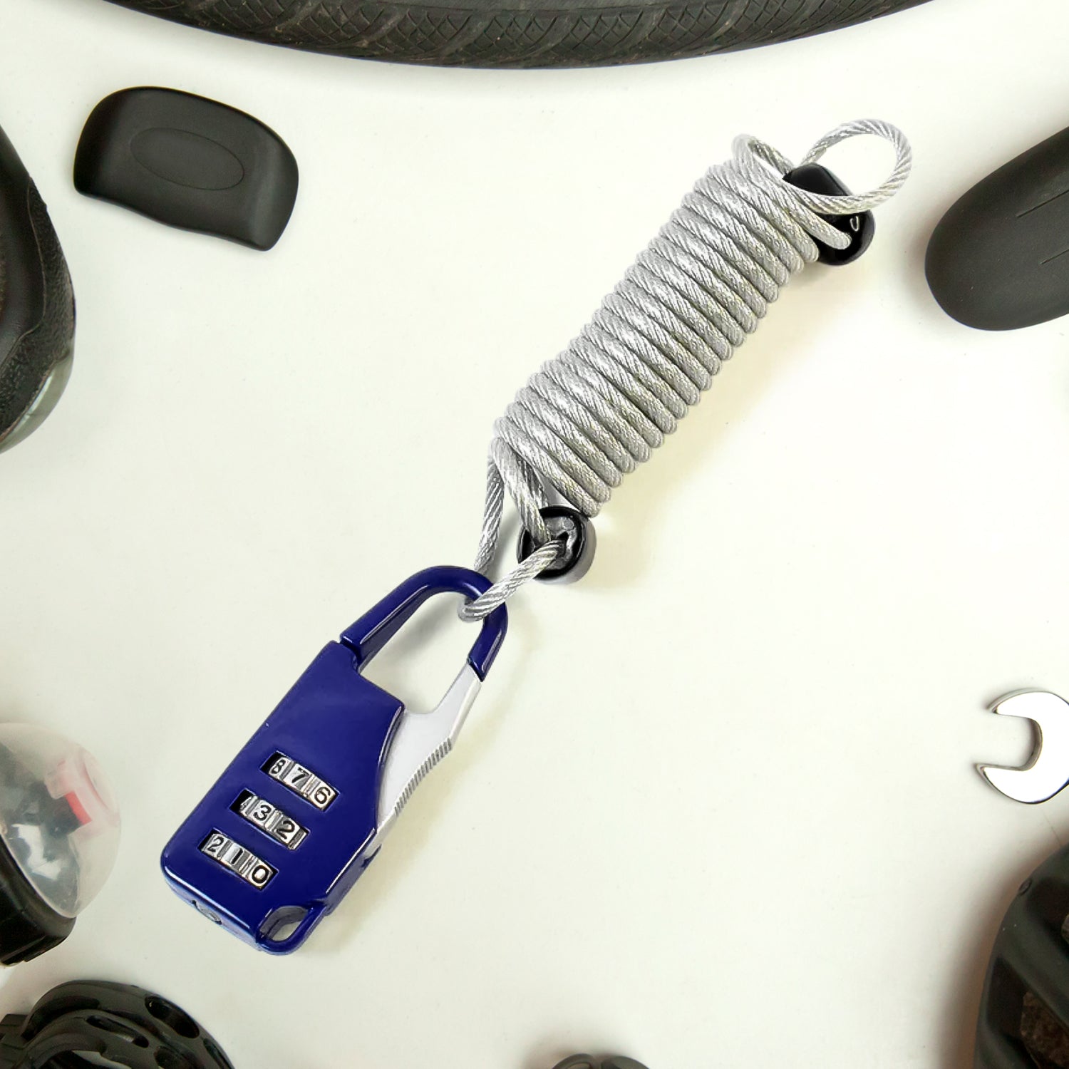 Anti-theft Dial Lock, Padlock, 3-Digit, Built-In Wire (1 Pc) Signature kart