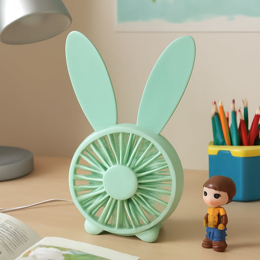 Cute Rabbit USB Desk Fan for Kids & Camping (1 Pc, Plastic, Mist Air) Signature kart