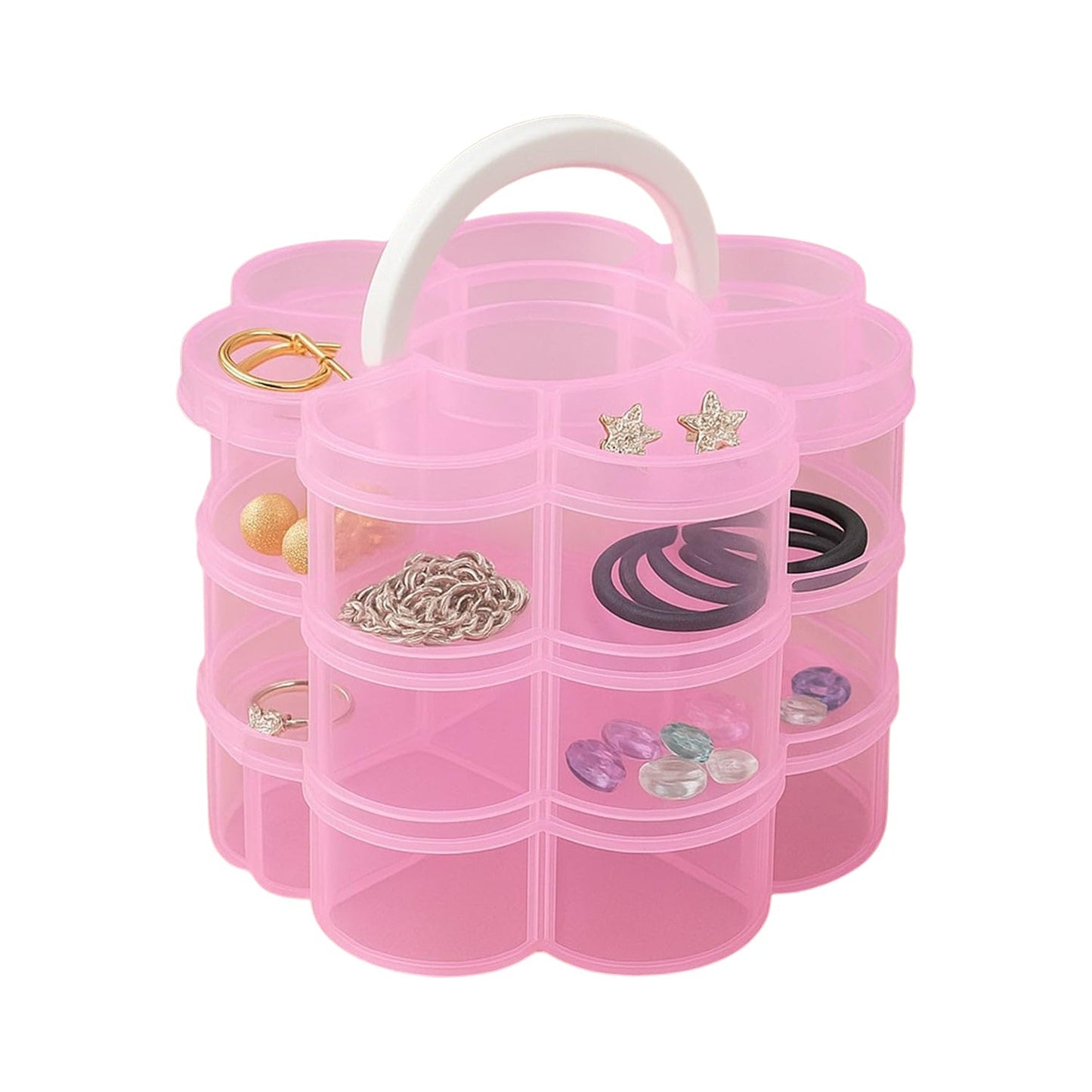 3-Layer Transparent Plastic Flower-Shaped Storage Box with 9 Grids Signature kart