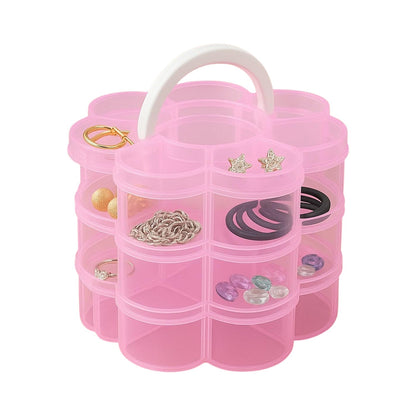 3-Layer Transparent Plastic Flower-Shaped Storage Box with 9 Grids Signature kart