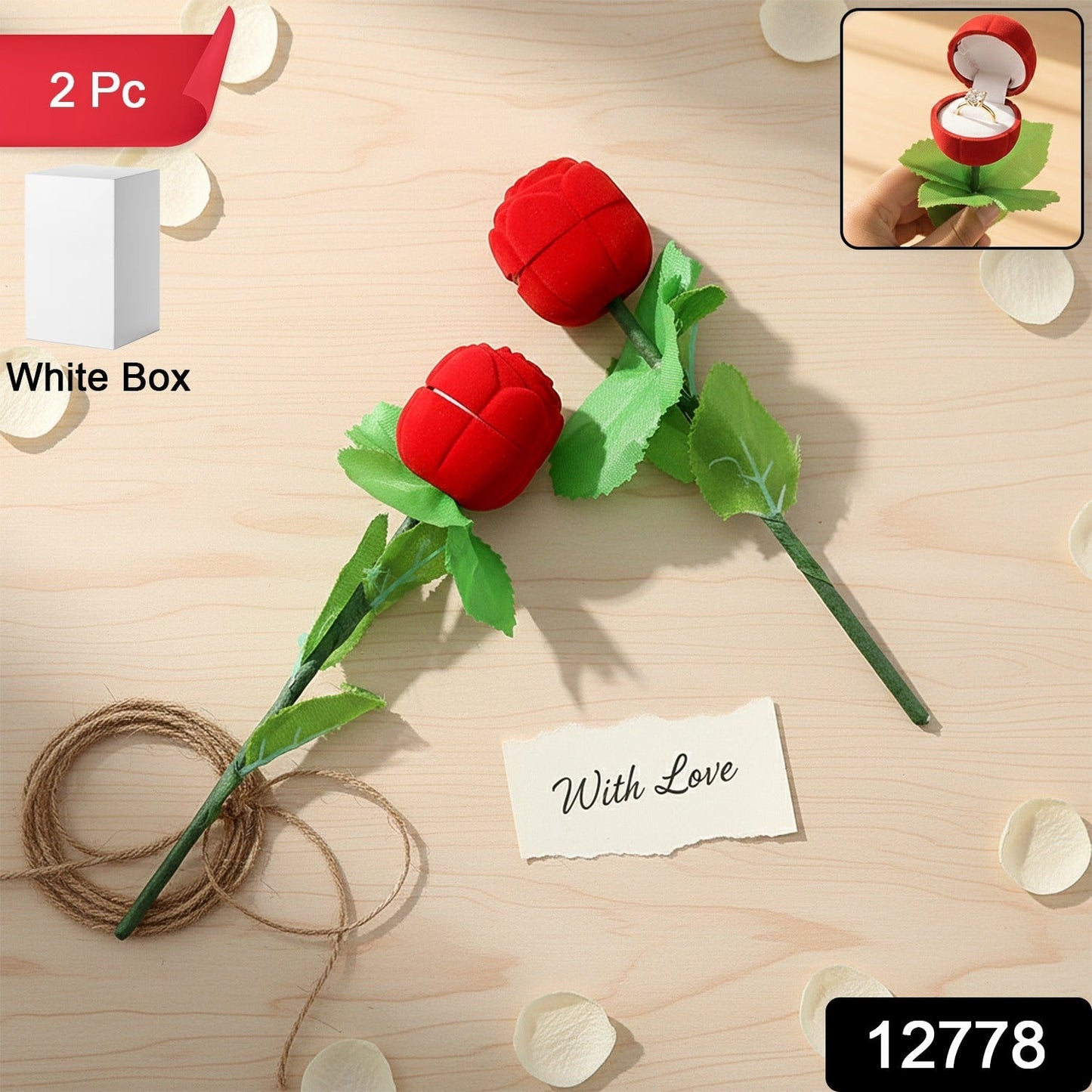 Romantic Artificial Rose Ring Box Stick – 2 Piece Flower Shaped The Morsignaturekarts