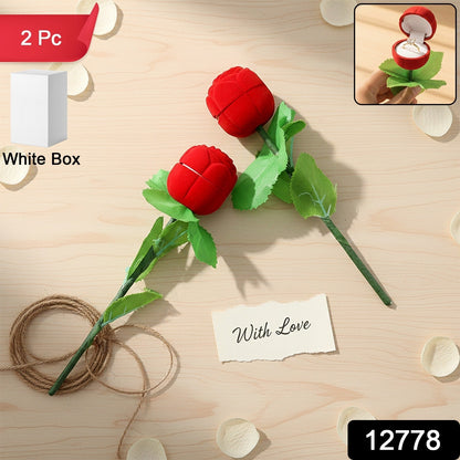 Romantic Artificial Rose Ring Box Stick – 2 Piece Flower Shaped The Morsignaturekarts
