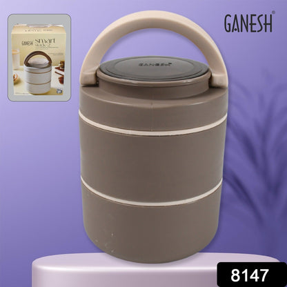 Ganesh Stack 2-Layer Stainless Steel Leak-Proof Lunch Box for Office, School, Picnic signaturekarts