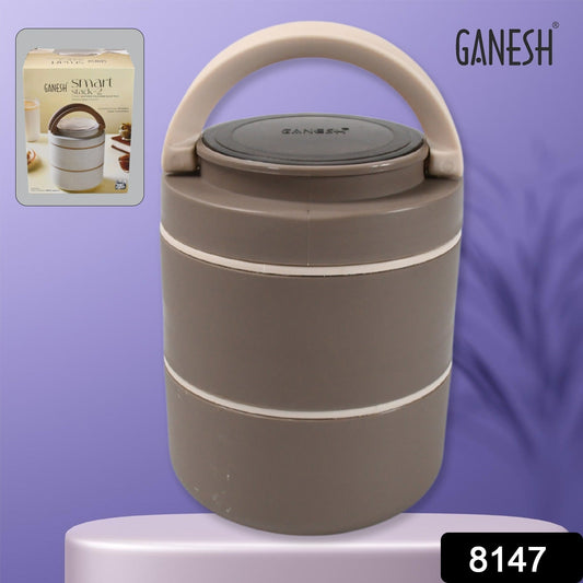 Ganesh Stack 2-Layer Stainless Steel Leak-Proof Lunch Box for Office, School, Picnic signaturekarts