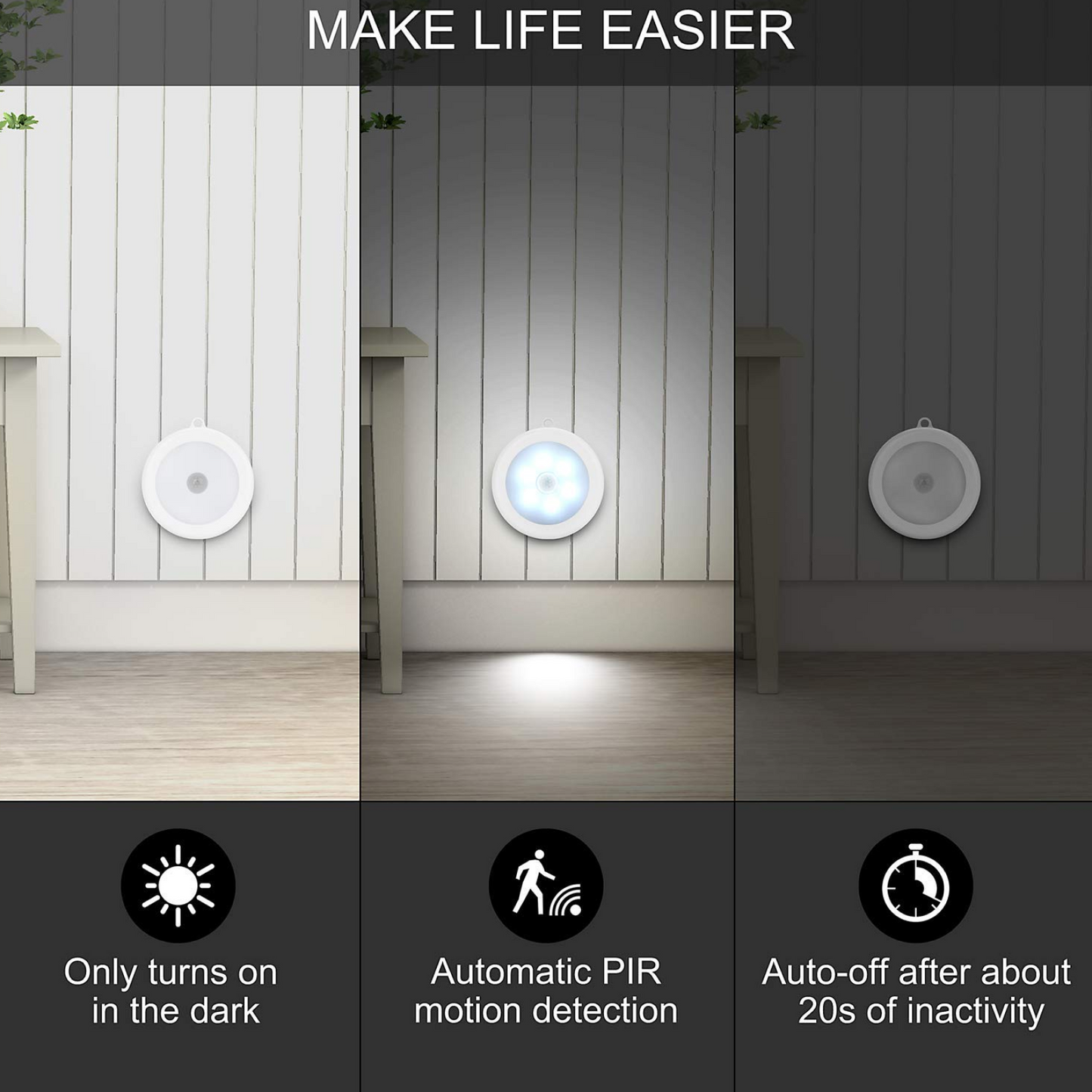 Round Shape 8 LED Motion Sensor Induction Led Light (1 Pc) Your Brand