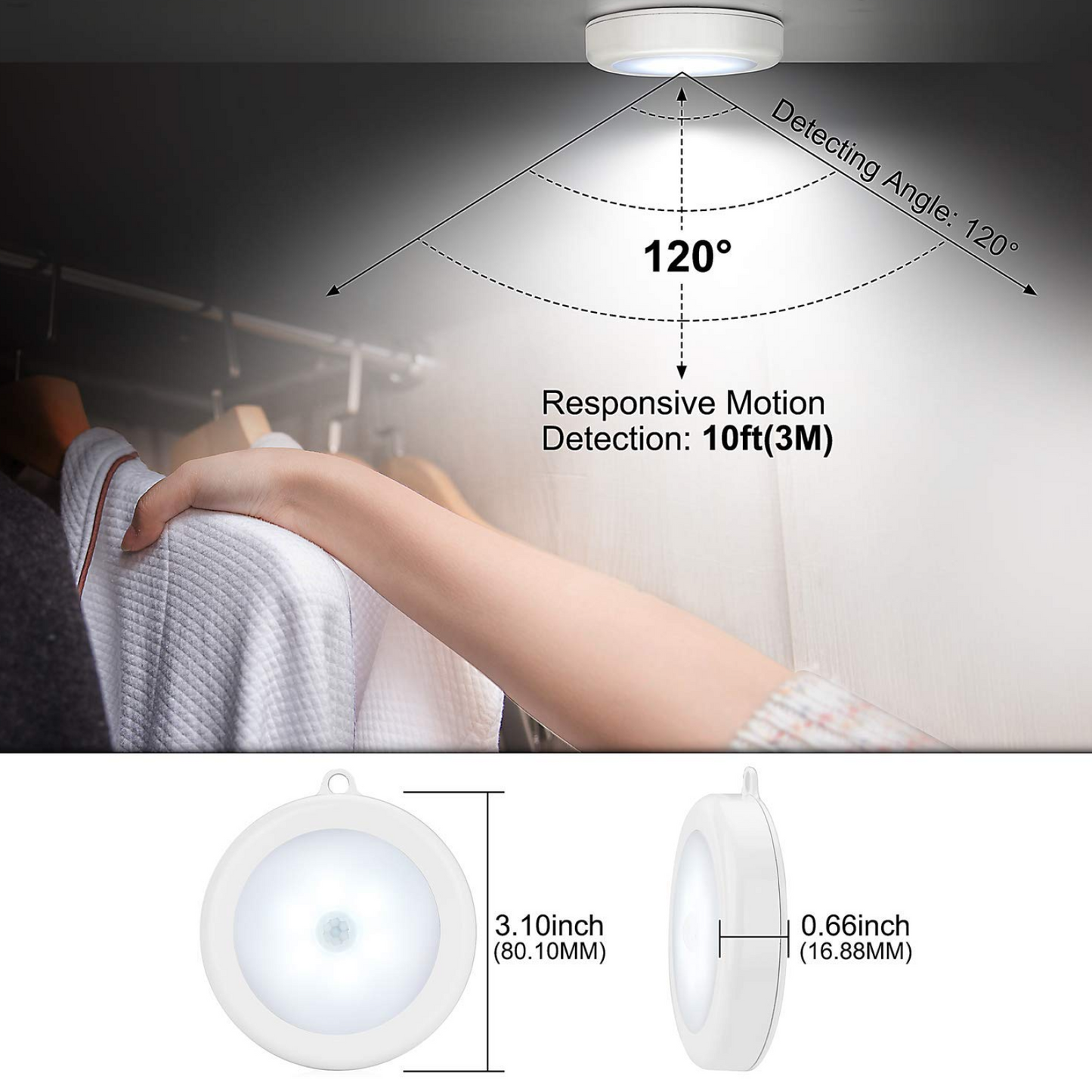 Round Shape 8 LED Motion Sensor Induction Led Light (1 Pc) Your Brand