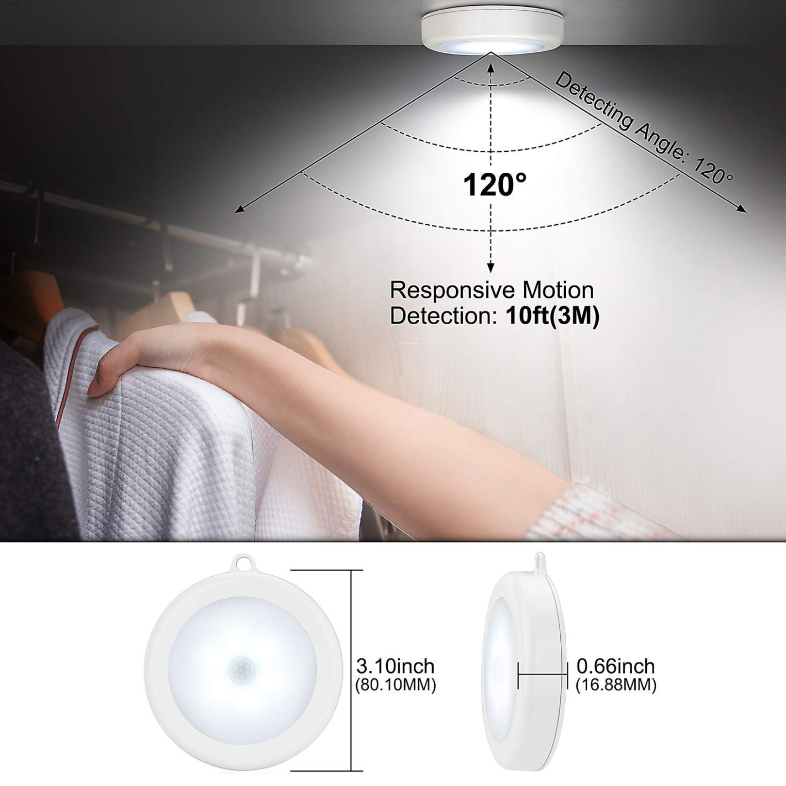 Round Shape 8 LED Motion Sensor Induction Led Light (1 Pc) Your Brand