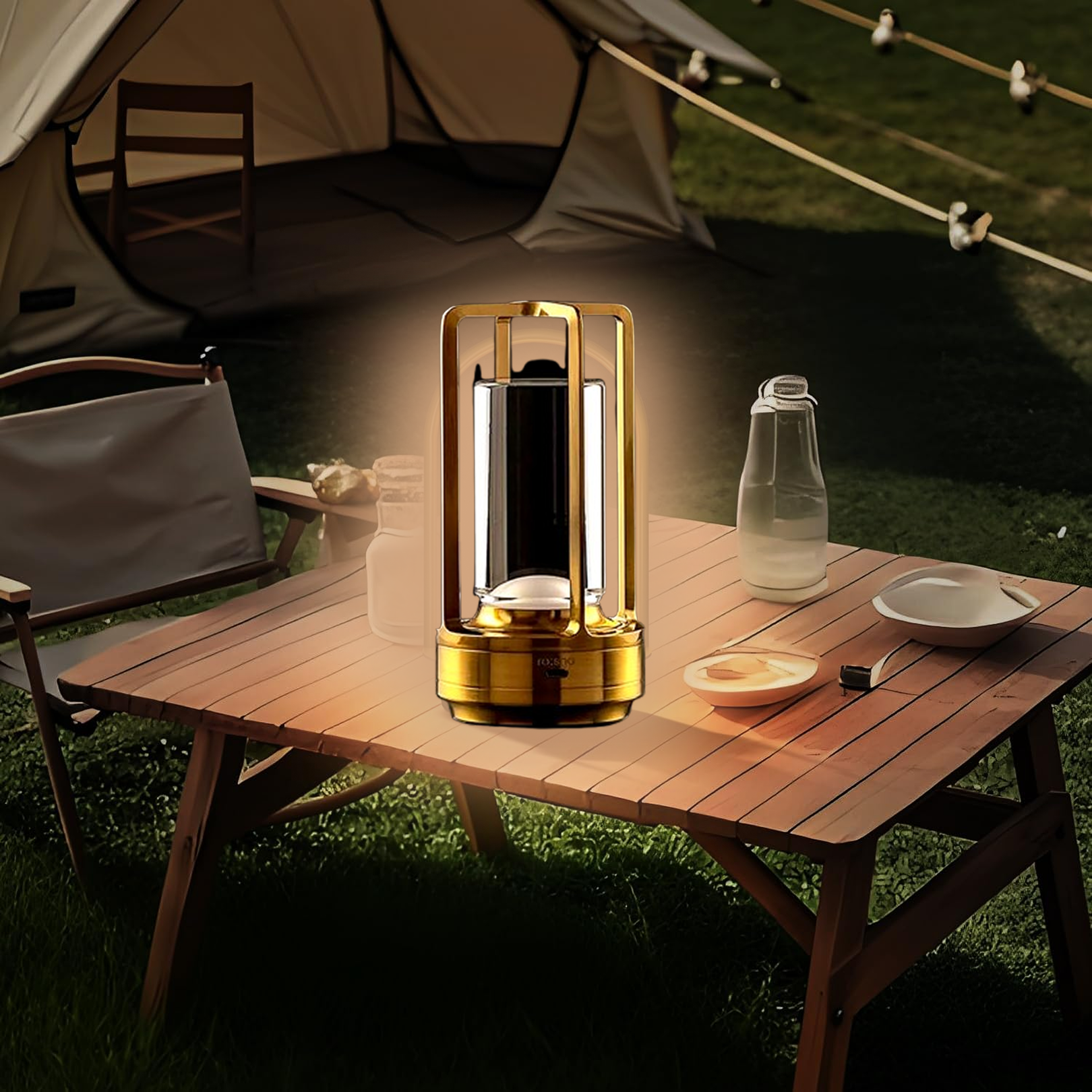 Crystal Lantern Table Lamp Rechargeable Cordless LED Light with 3 Colors 1 Pc signaturekarts