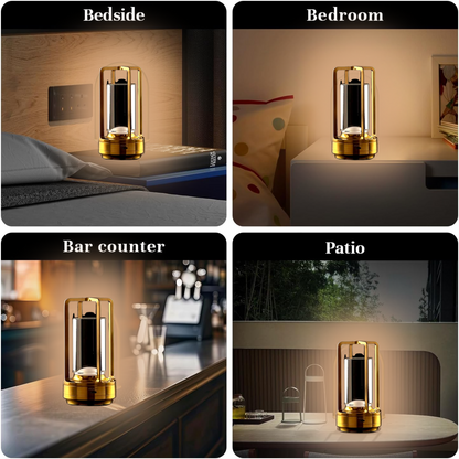 Crystal Lantern Table Lamp Rechargeable Cordless LED Light with 3 Colors 1 Pc signaturekarts