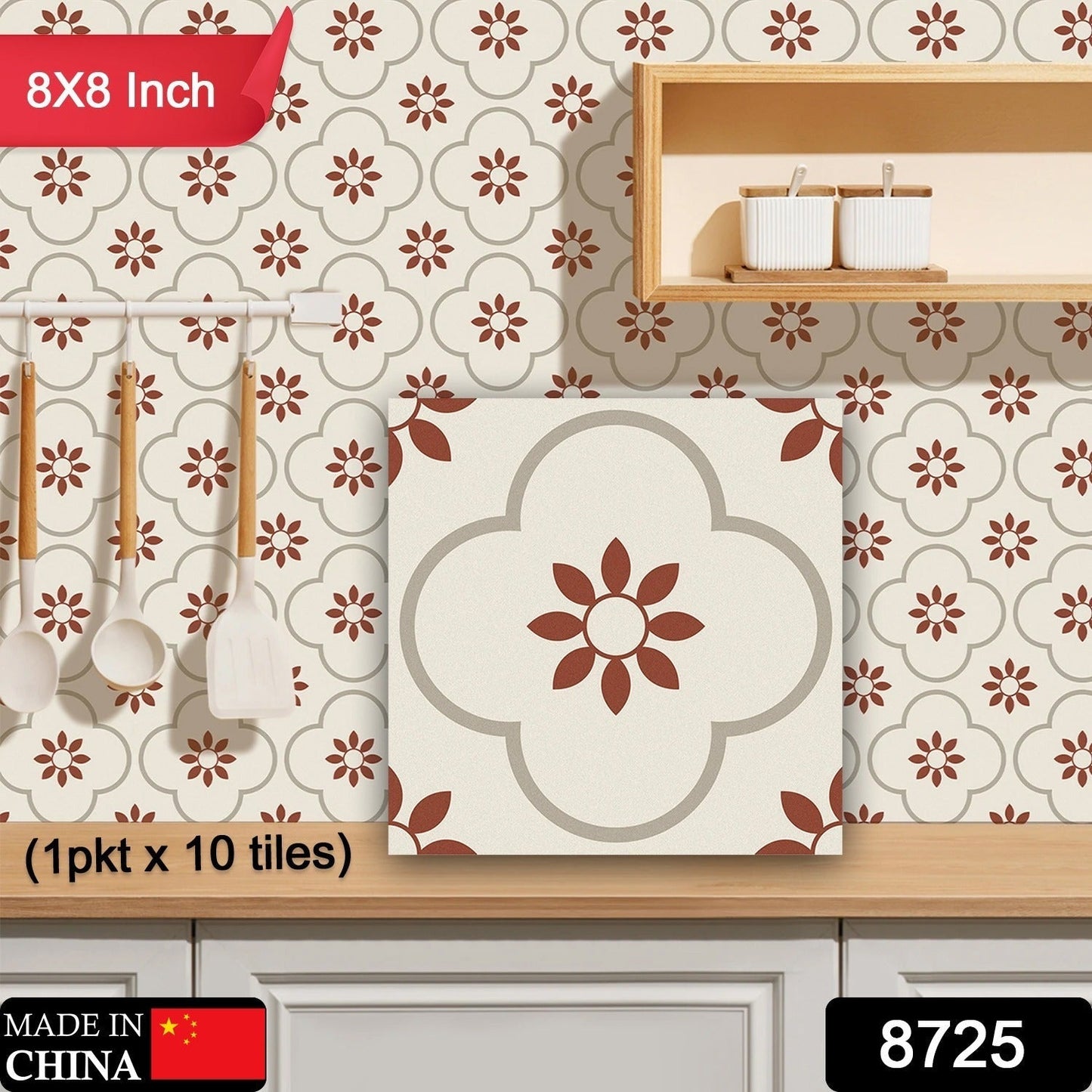 Peel and Stick Floor Tiles Kitchen / Bathroom Backsplash Sticker Detachable Waterproof DIY Tile Stickers for Wall Decoration Tiles Home Decoration (8x8 Inch / 10 Pcs Set) signaturekarts