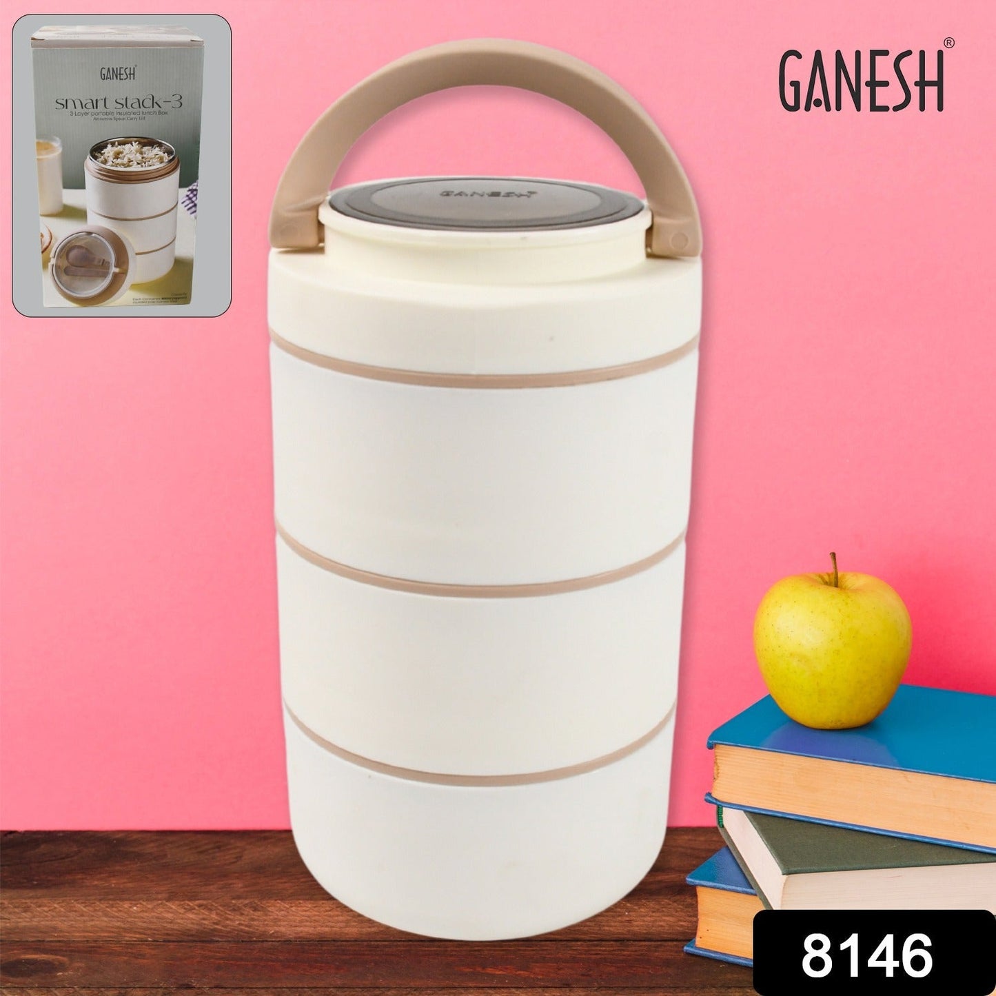 Ganesh Smart Stack 3 Layer Portable Lunch Box  for Office, School, Picnic (3 Layer) signaturekarts
