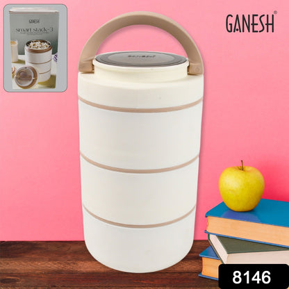 Ganesh Smart Stack 3 Layer Portable Lunch Box  for Office, School, Picnic (3 Layer) signaturekarts