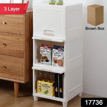 Multipurpose Storage Cabinet, Storage Solutions plastic drawers || Multi Layer Wardrobe Storage Drawers || Foldable Multipurpose Drawer Units For Kitchen, Bathroom, Bedroom, Cloth (3 Layer) signaturekarts