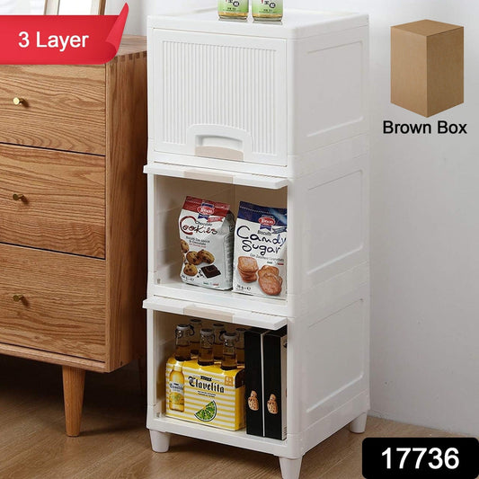 Multipurpose Storage Cabinet, Storage Solutions plastic drawers || Multi Layer Wardrobe Storage Drawers || Foldable Multipurpose Drawer Units For Kitchen, Bathroom, Bedroom, Cloth (3 Layer) signaturekarts