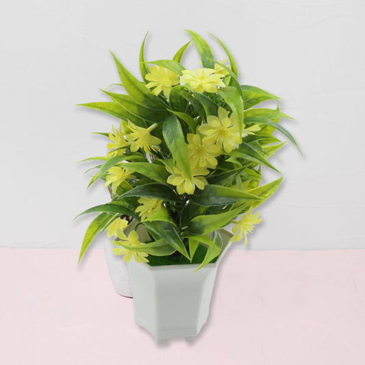 Artificial Flower Plant with Cute Pot – Tabletop Decor for Home & Office (1 Pc) signaturekarts