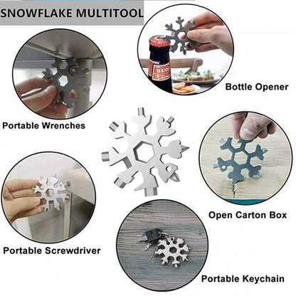 Durable 18-in-1 Snowflake Multi-Tool – Bottle Opener & Screwdriver Wrench Kit signaturekarts
