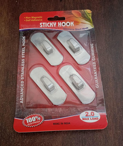 Self- Adhesive Hooks, Heavy Duty Wall Hooks Hangers Stainless Steel Waterproof Sticky Hooks for Hanging Robe Coat Towel Kitchen Bathroom and. signaturekarts